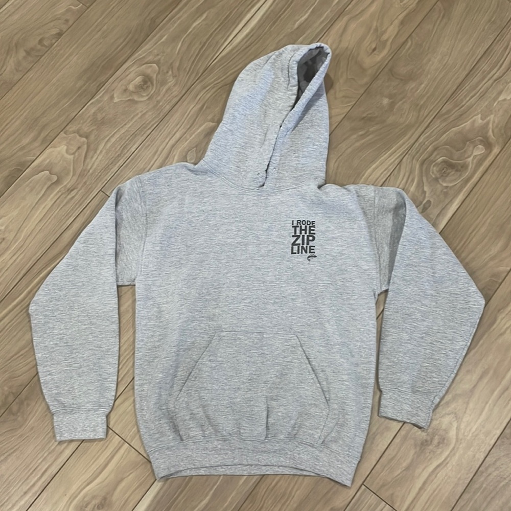 Gildan grey hoodie zip line whitefish Montana